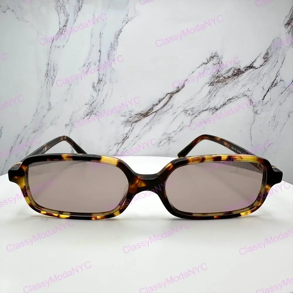 New MIU MIU Sunglasses Brown Square Tortoise Rectangular Gold Logo Authentic